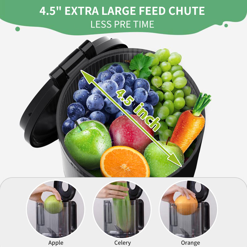 WHALL® Cold Press Juicer Machine with Touchscreen, Slow Masticating Machines with 3" Extra Large Feed Chute, Reverse Function, Soft & Hard Models