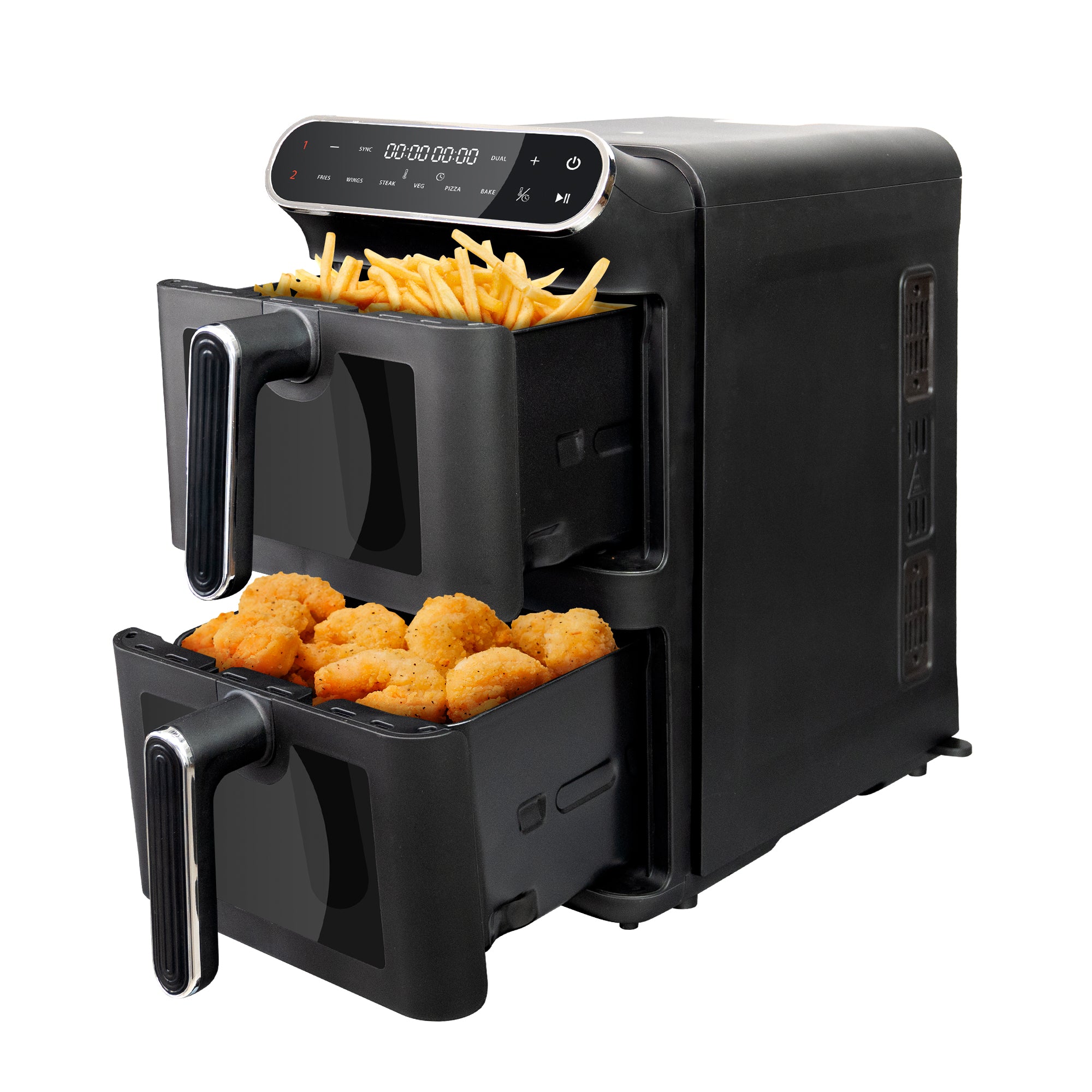 WHALL 11L Dual Basket Air Fryer – Independent Cook, Visible Windows, One-Touch Smart Control