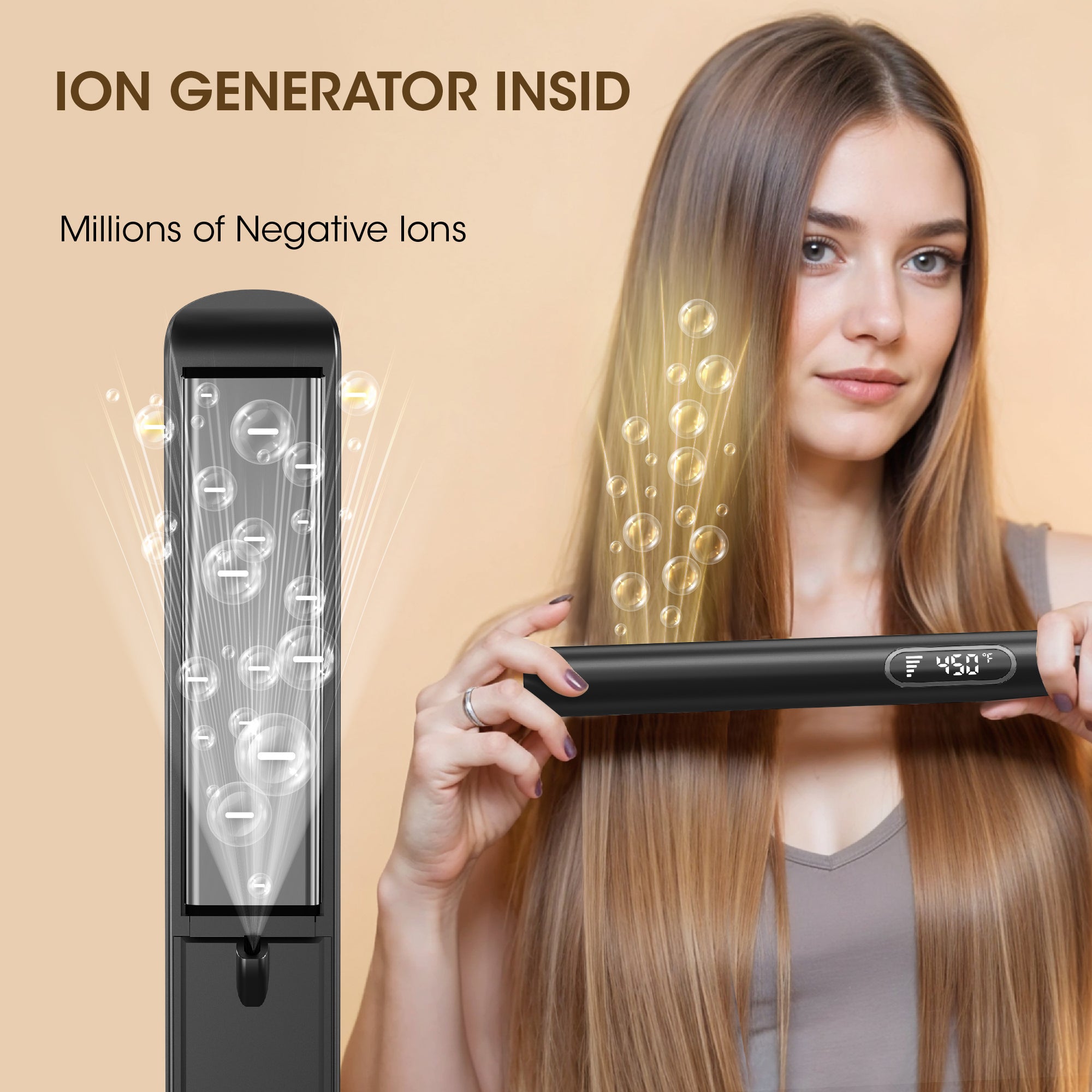 SKIMI Hair Straightener Flat Iron, Hair Straightening, Curling-5 Temp, Fast Heating, Dual Voltage