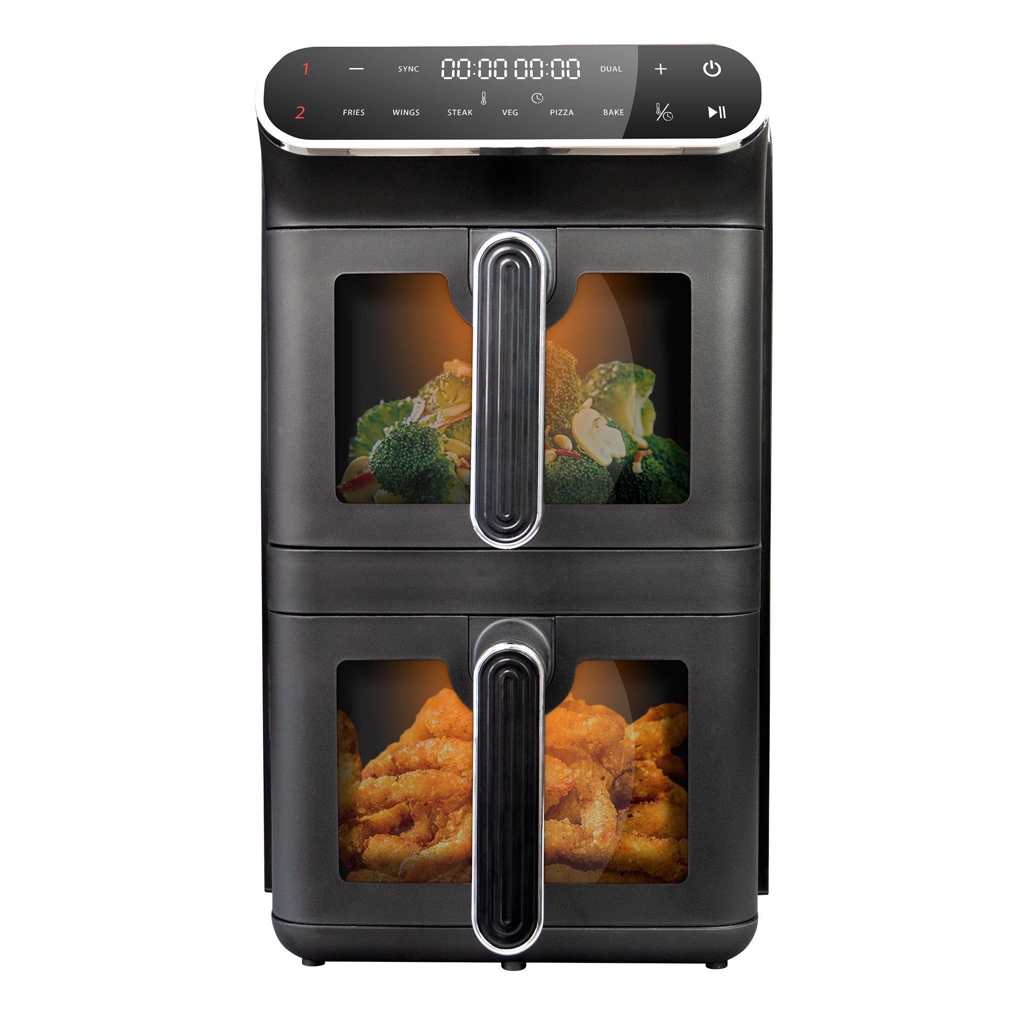 WHALL 11L Dual Basket Air Fryer – Independent Cook, Visible Windows, One-Touch Smart Control