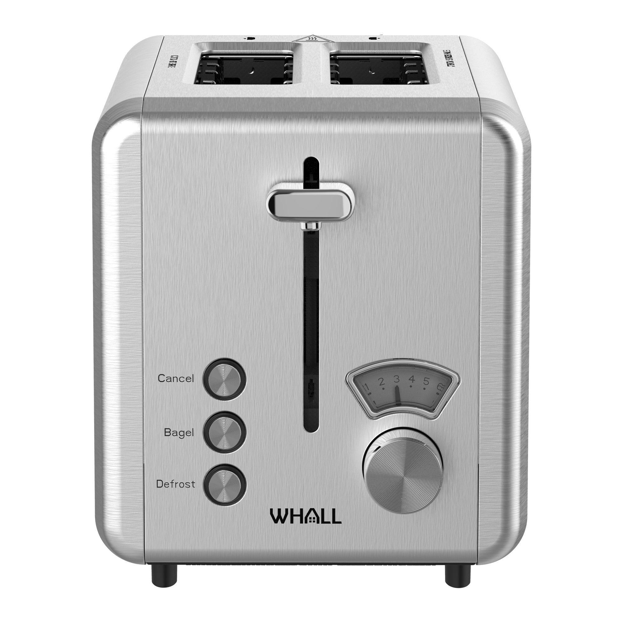 WHALL® Knob Toaster 2 Slice | Stainless Steel, Digital Timer, Sound | 6 Bread Types & Shades