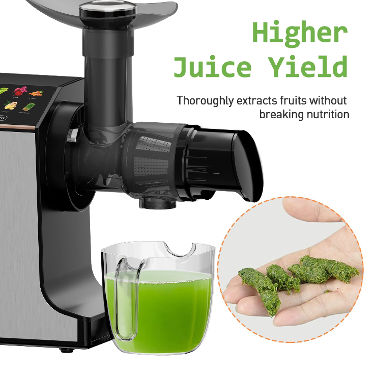 WHALL® Cold Press Juicer Machine with Touchscreen, Slow Masticating Machines with 3" Extra Large Feed Chute, Reverse Function, Soft & Hard Models