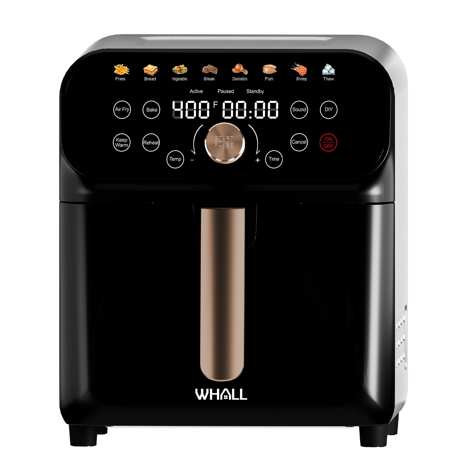 WHALL® Air Fryer, 6.3Qt Air Fryer Oven with LED Digital Touchscreen, Custom Presets, Nonstick and Dishwasher-Safe Basket, Stainless Steel/1600W