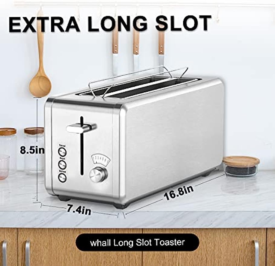 Toaster 4 Slice, Long Slot Toaster Stainless Steel Toaster, 2 Slice Toaster  for Bagel Bread, Built-in Warming Rack Bread Toaster