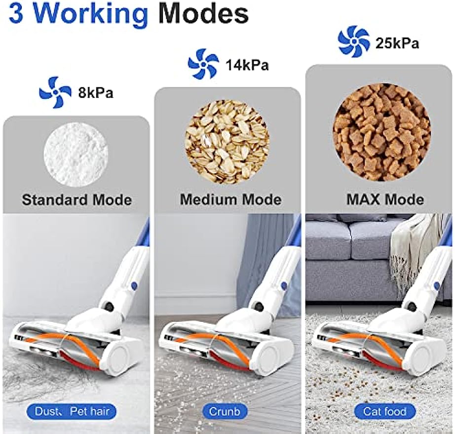 WHALL®EV-691 Cordless Vacuum Cleaner, Upgraded 25Kpa Suction 280W Brushless Motor 4 in 1 Cordless Stick Vacuum Cleaner