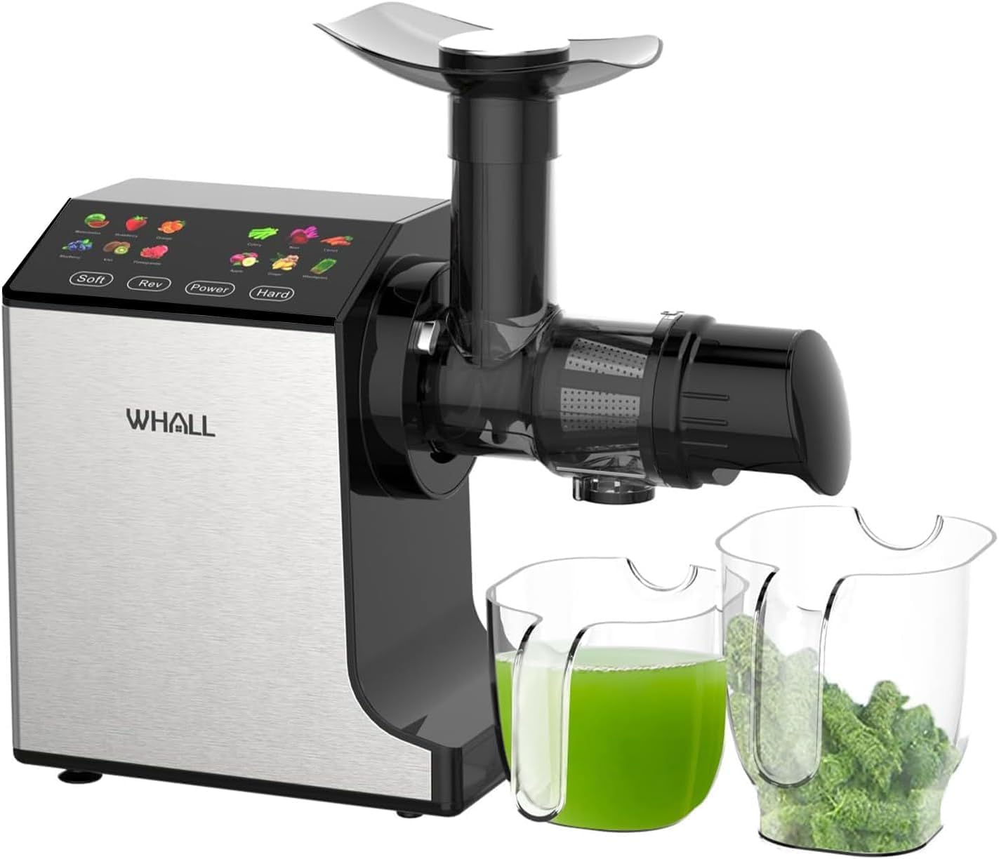 WHALL® Masticating Slow Juicer –Stainless Steel, Touchscreen with 2 Speed Modes