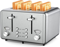 1500W 4 Slices Bread Toaster, Crumb Tray, Cord Storage, 7 Settings