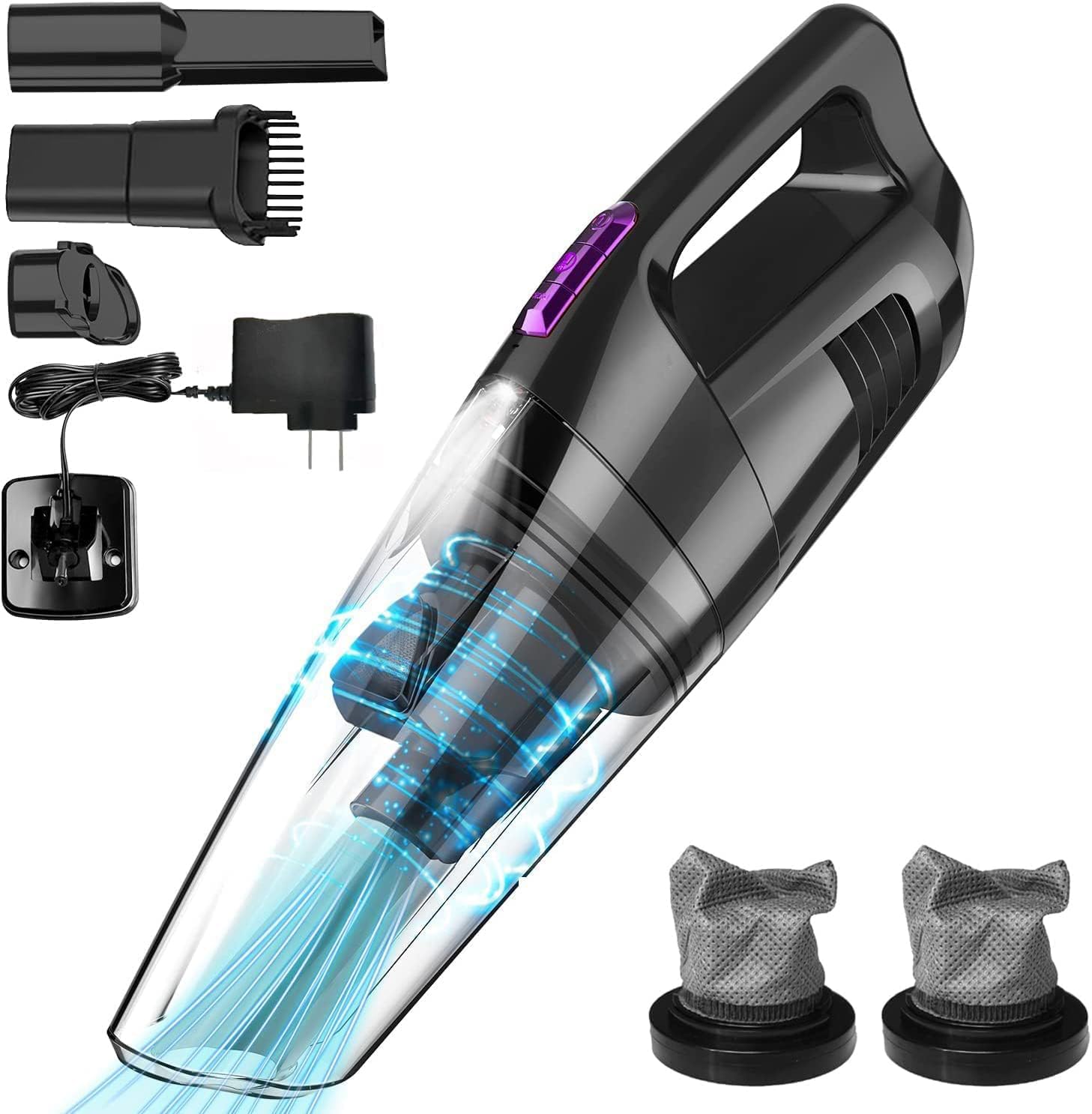 whall® Handheld Vacuum Cordless, 8500PA Strong Suction Hand Vacuum, Wet Dry Hand Held Vacuum Cleaner with LED Light, Lightweight Mini Car Vacuum Cordless Rechargeable, Portable Vacuum