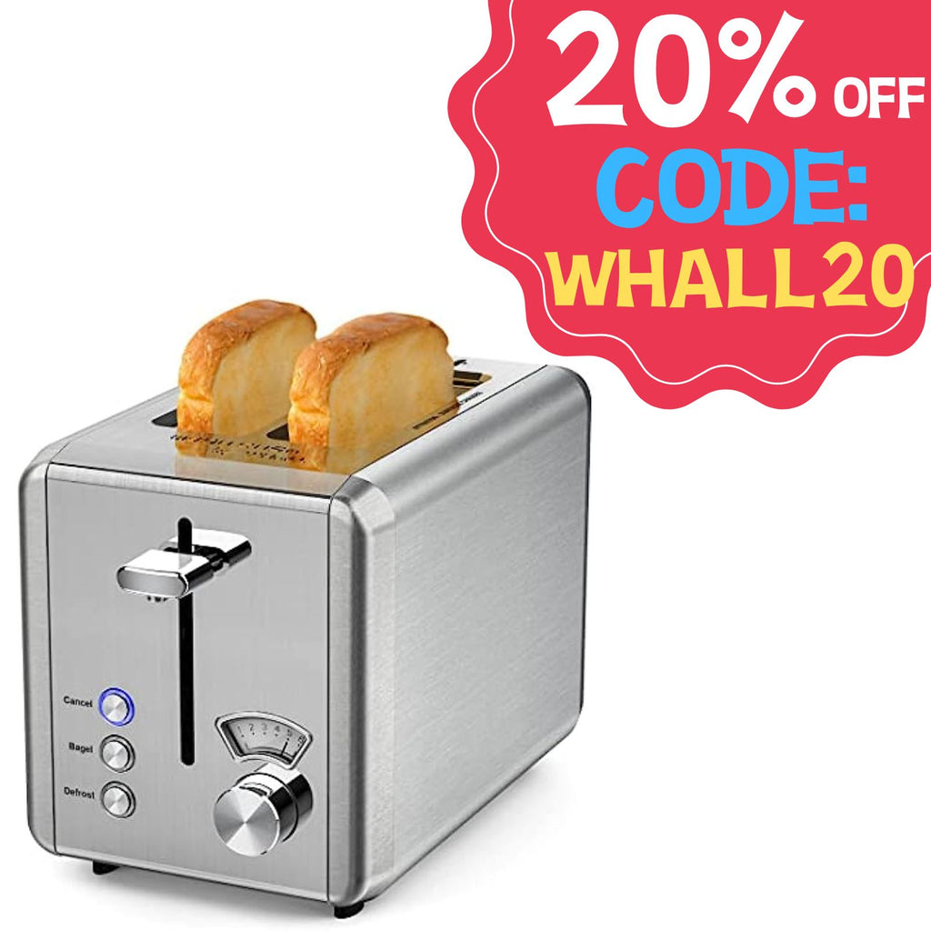 WHALL Touch Screen Toaster 2 slice, Stainless Steel Digital Timer Toaster  with Sound Function, Smart Extra Wide Slots Toaster with Bagel, Cancel