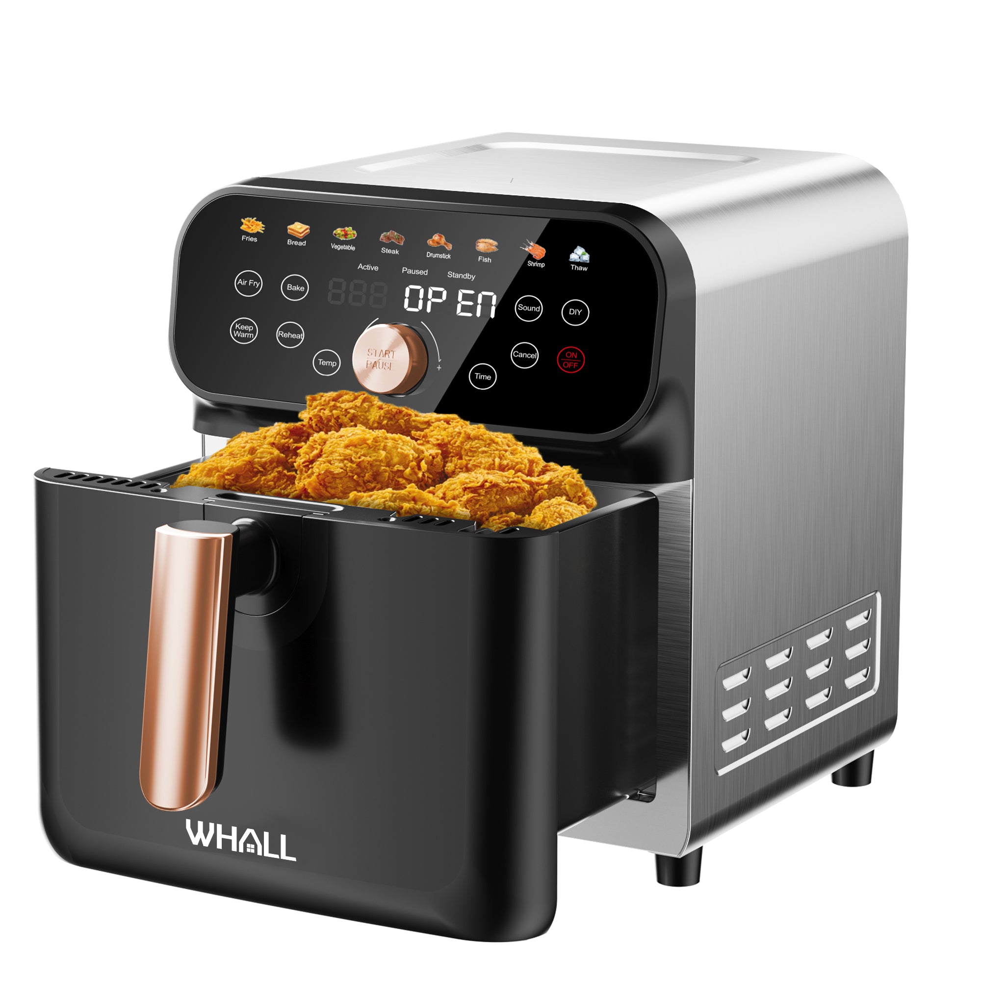 WHALL® 6.2QT Air Fryer Oven, 12-in-1 Cooking Functions, Stainless Steel