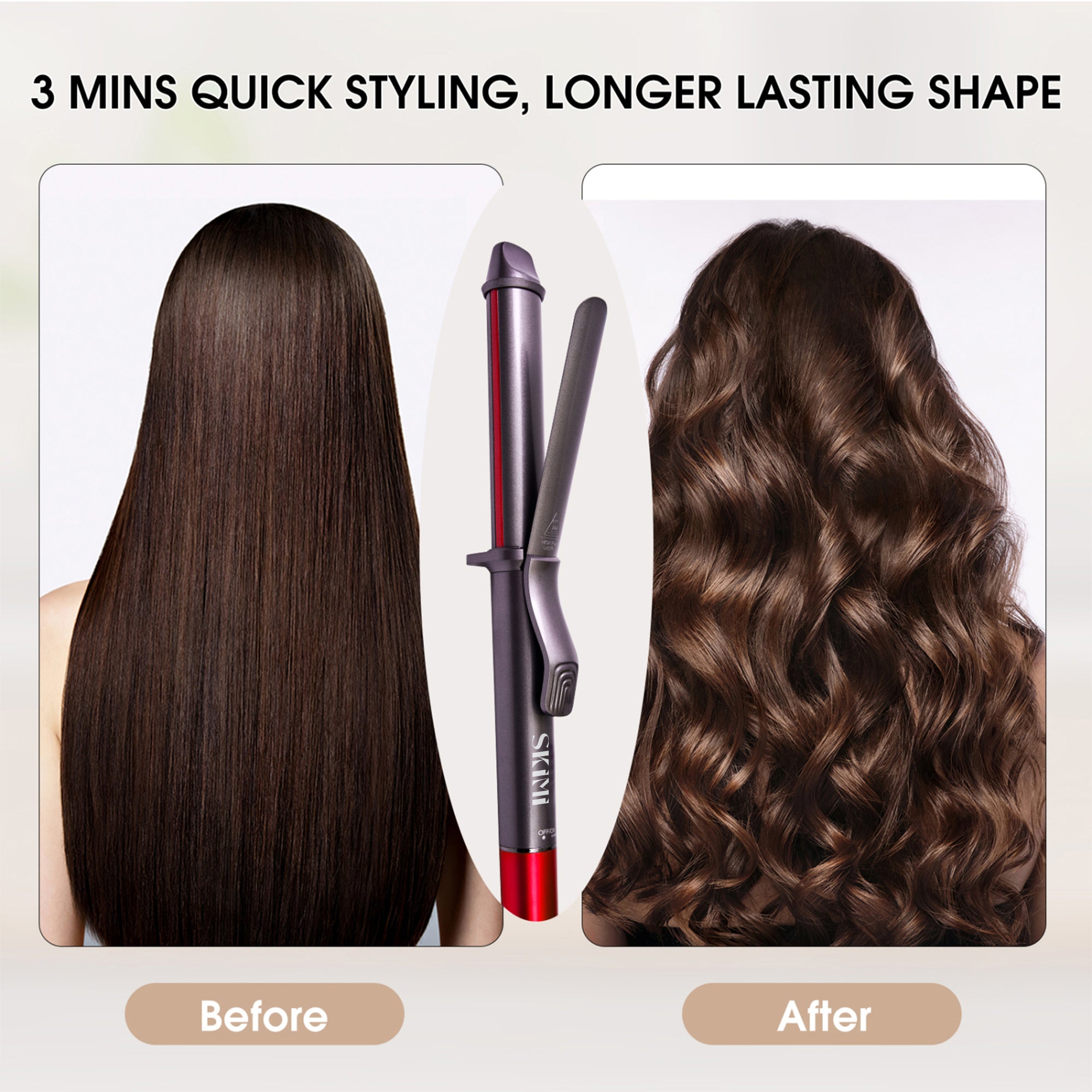 SKIMI Curling Iron 1 inch Hair Curling Wand with Ceramic Coating Fast Heating Auto Shut off