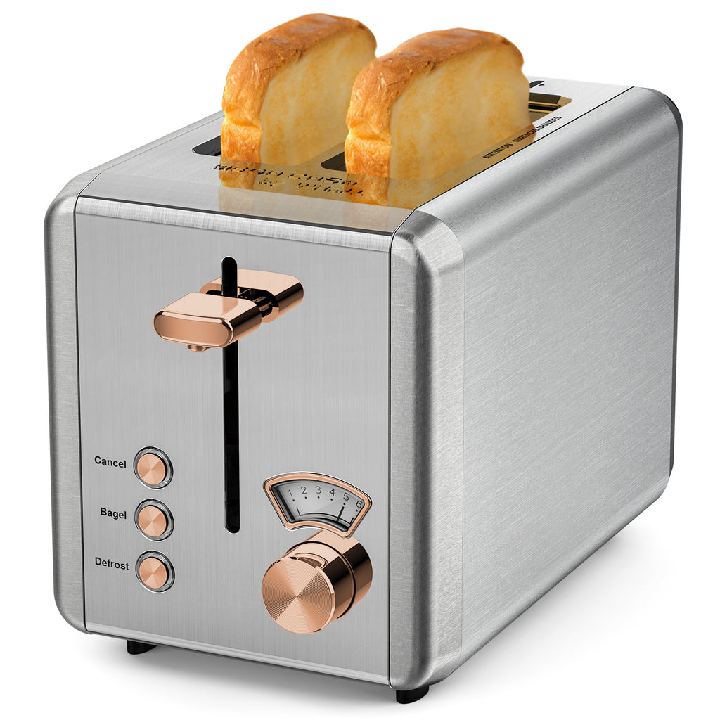 2 Slice Stylish Toaster, 2 Slice Toaster with Bagel Setting