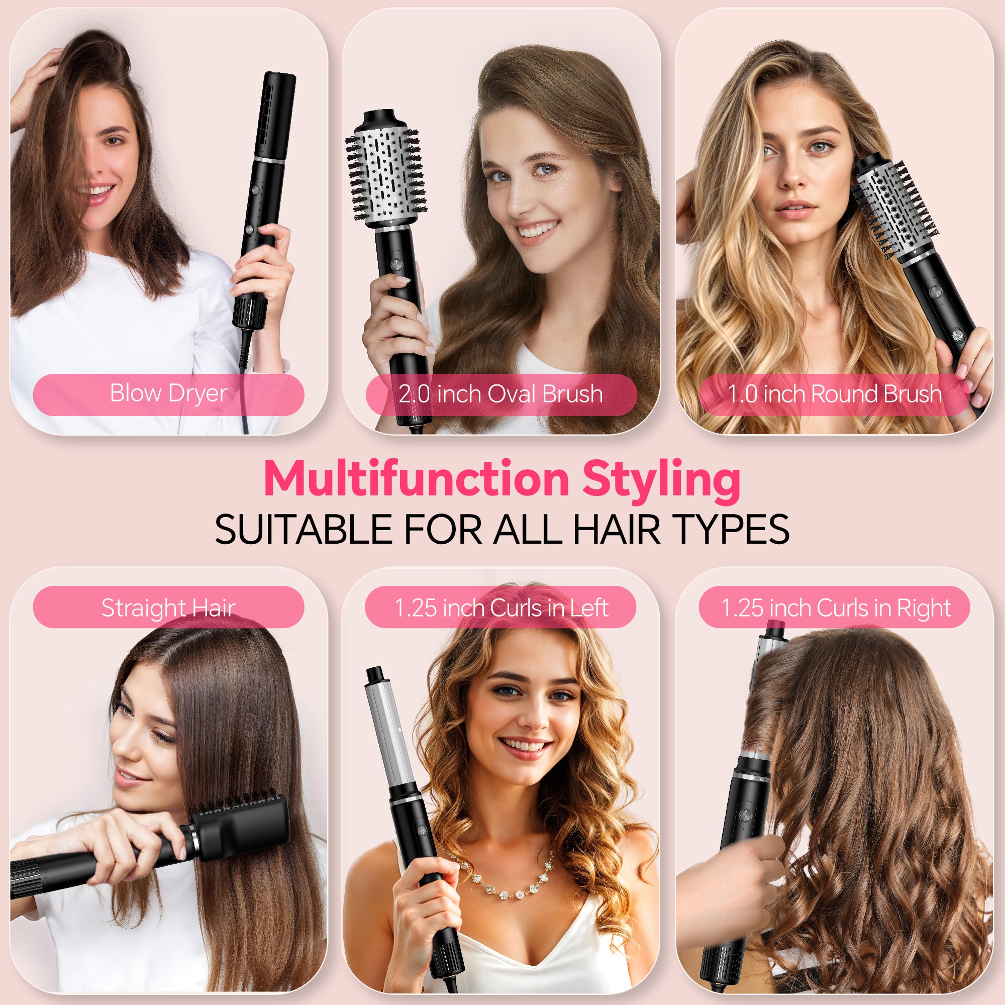 NICEBAY  Hair Dryer Brush, Blow Dryer with 110000RPM Brushless Motor, Hot Air Styler 1300W