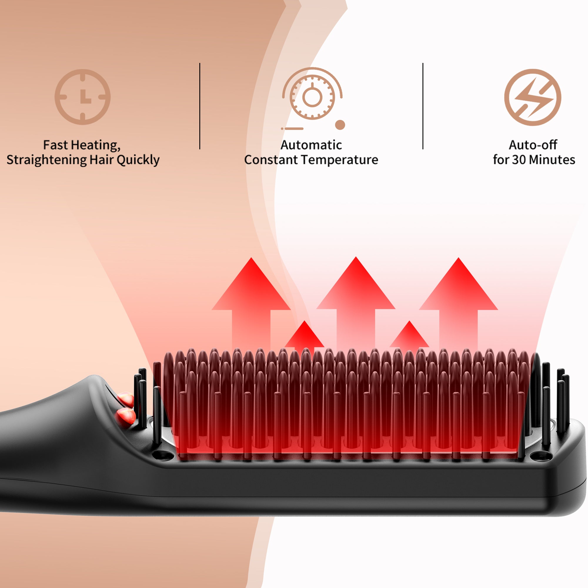 SKIMI Hair Straightening Brush Ionic Hair Straightener Comb LED Display Ceramic Coating