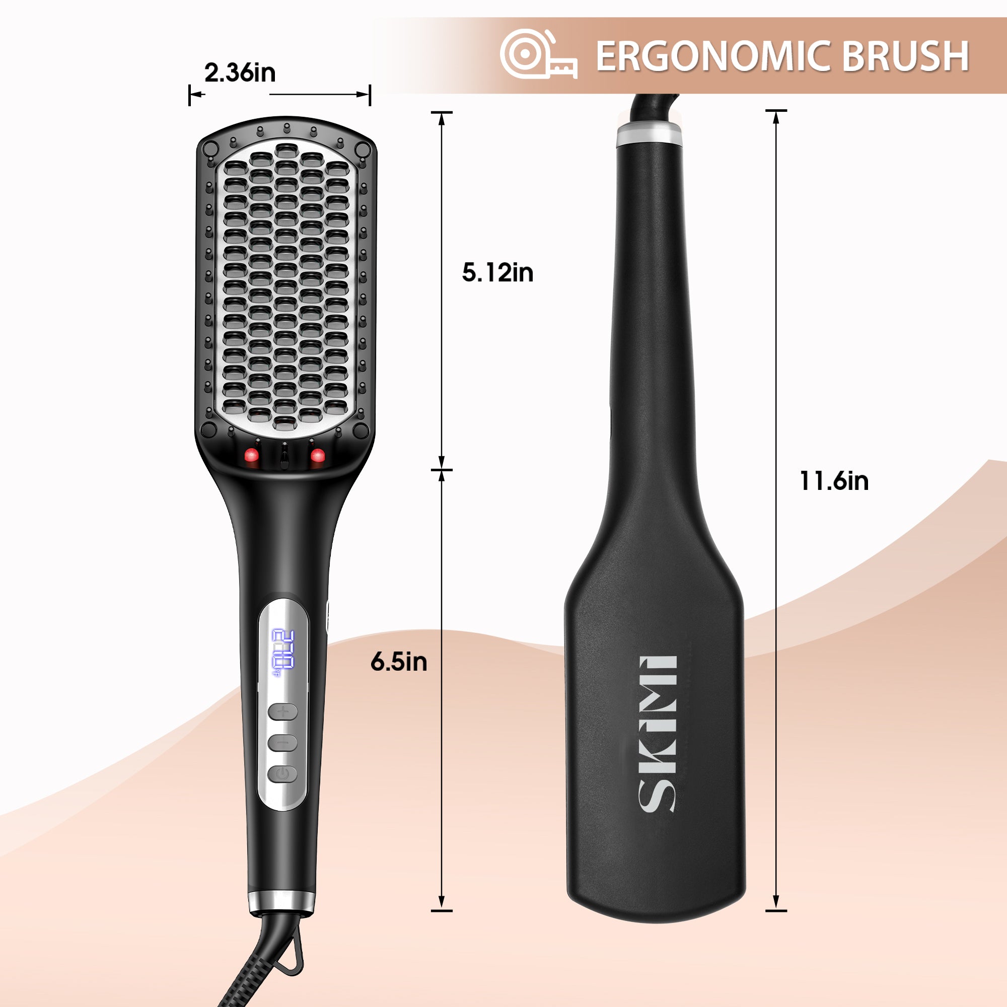 SKIMI Hair Straightening Brush Ionic Hair Straightener Comb LED Disp