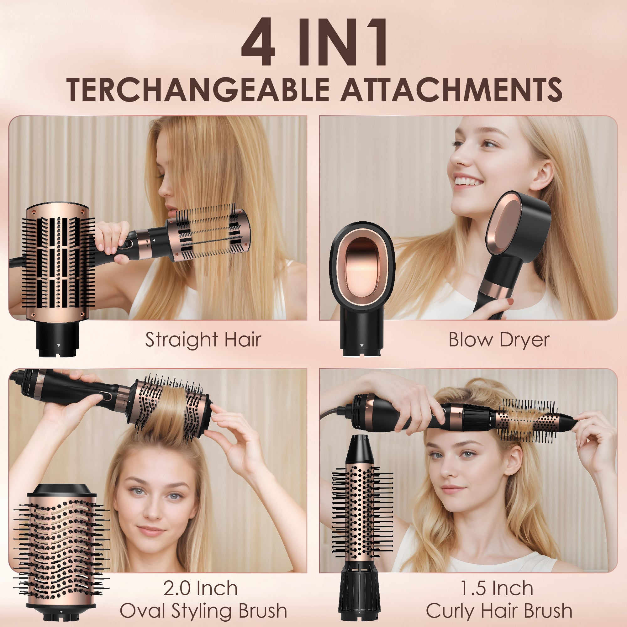 SKIMI Hair Dryer Brush, Blow Dryer Brush with Tool Set for Straightening/ Drying/ Curling/ Styling