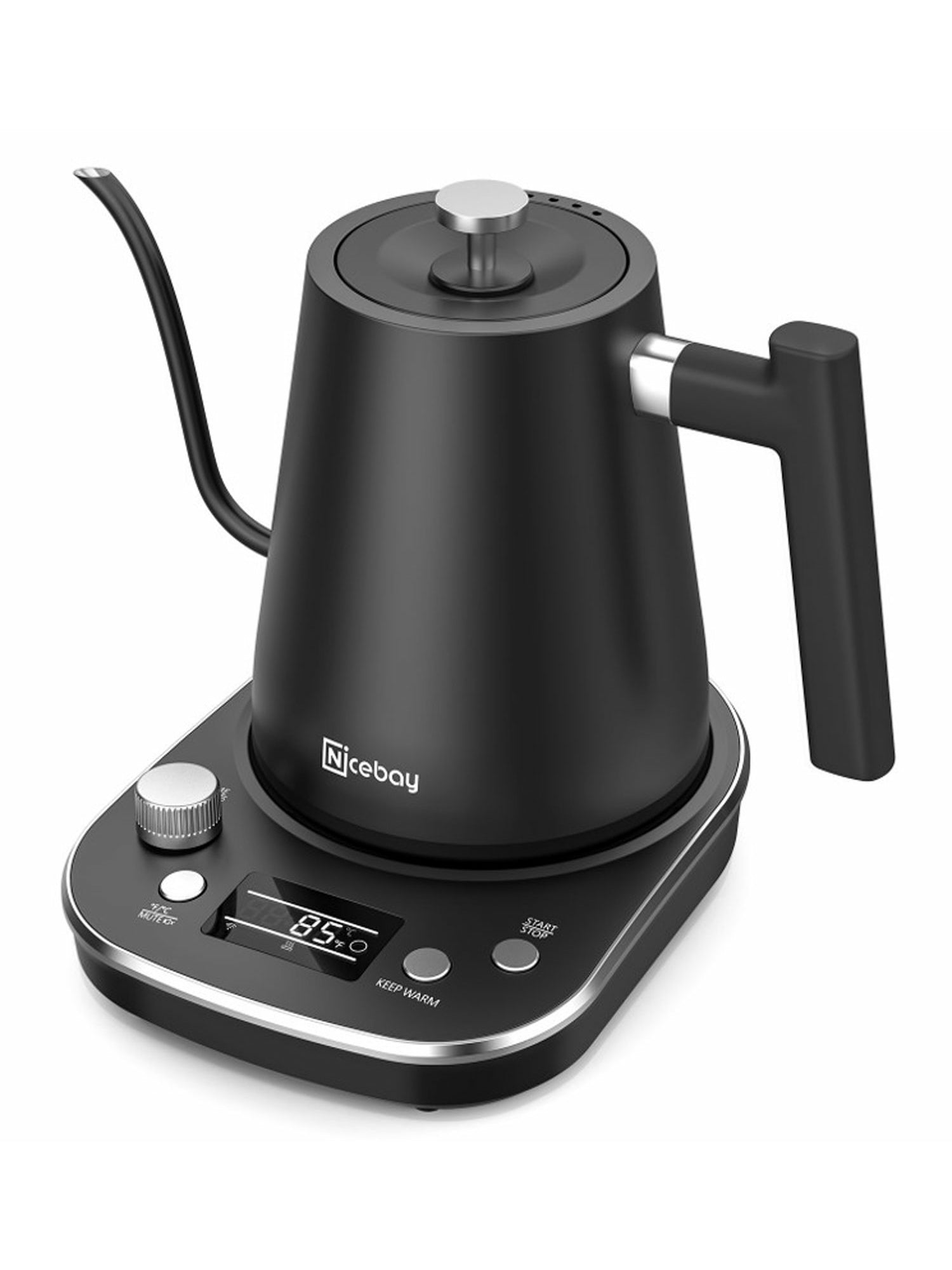 Nicebay Electric Gooseneck Kettle with Heating Base and Automatic Shutoff