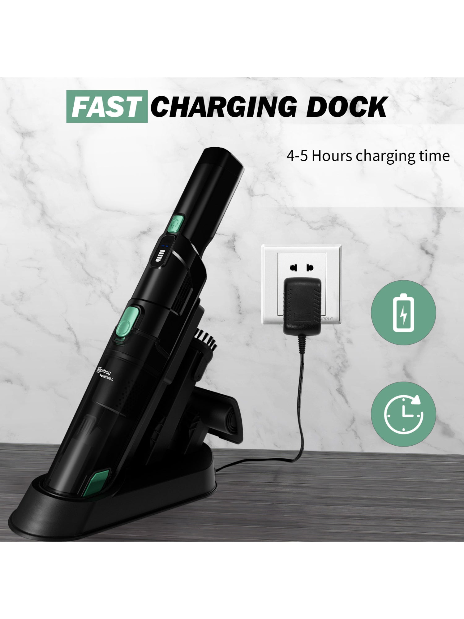 NICEBAY®EV-H061 Cordless Handheld Vacuum Cleaner 15KPA Powerful Suction with Fast Charging Dock, Portable Lightweight Cleaner, Rechargeable Hand Held Vacuum Cleaner for Home, Office, Pet and Car
