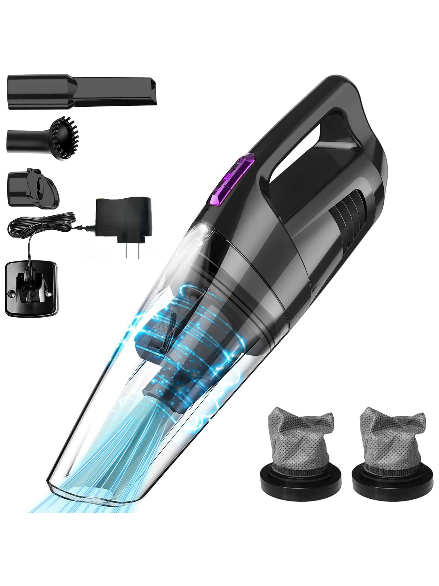 WHALL® Cordless Handheld Vacuum, Wet/Dry Cleaner with 8500PA Suction, LED Light, Lightweight/Portable