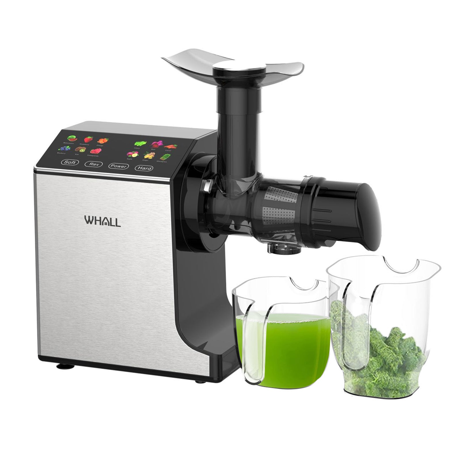 WHALL® Masticating Slow Juicer –Stainless Steel, Touchscreen with 2 Speed Modes